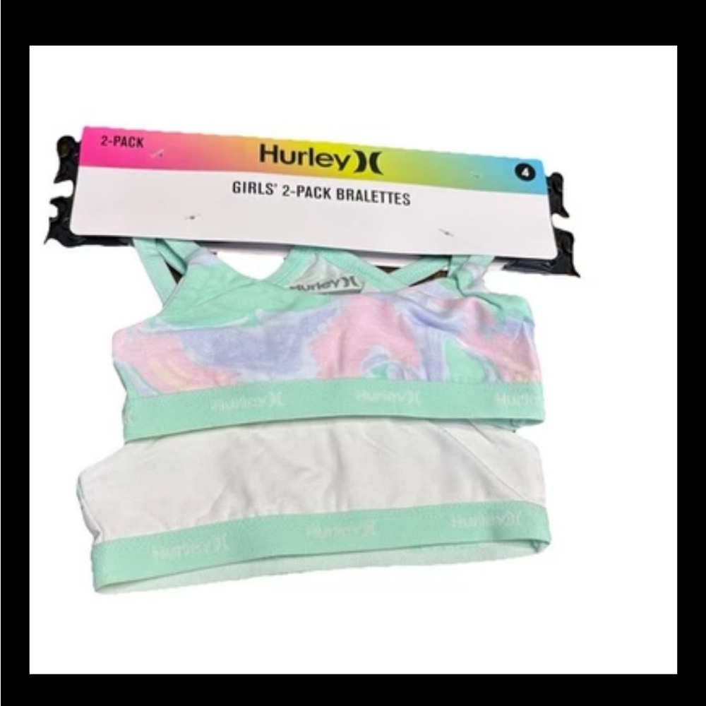 Hurley Girls' 2-Pack Bralettes - Pastel Multicolor and White